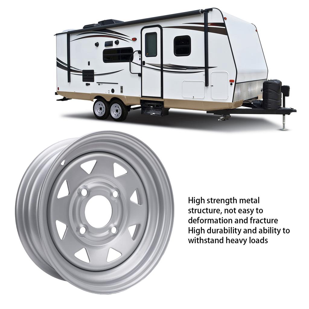 Trailer Wheel Rim 12 Inch Silver Color 12x4 4-114.3 Trailer Wheel Rim Replacement for Cargo Boat