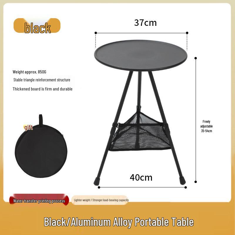 Adjustable Aluminum Folding Outdoor Table with Lamp Holder for Camping and Motorcycle Touring
