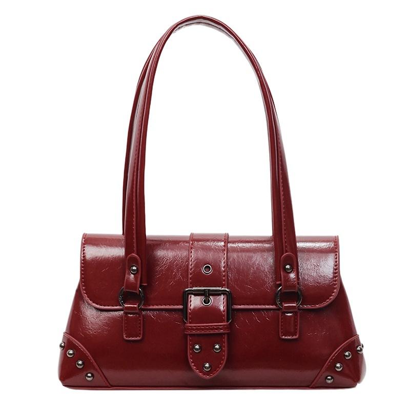 High-end Underarm Bag Women's New Trend Fashion Versatile Rivet Locomotive Bag Retro Light Luxury Hand Bag