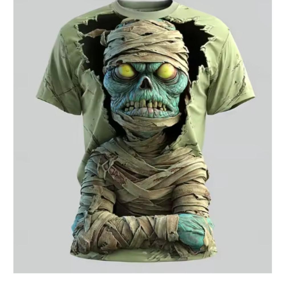 Zomer Mannen Casual Mode Creatief Casual Dagelijks T-shirt Los Casual T-shirt 3D Digitale Kleur Geprint T-shirt