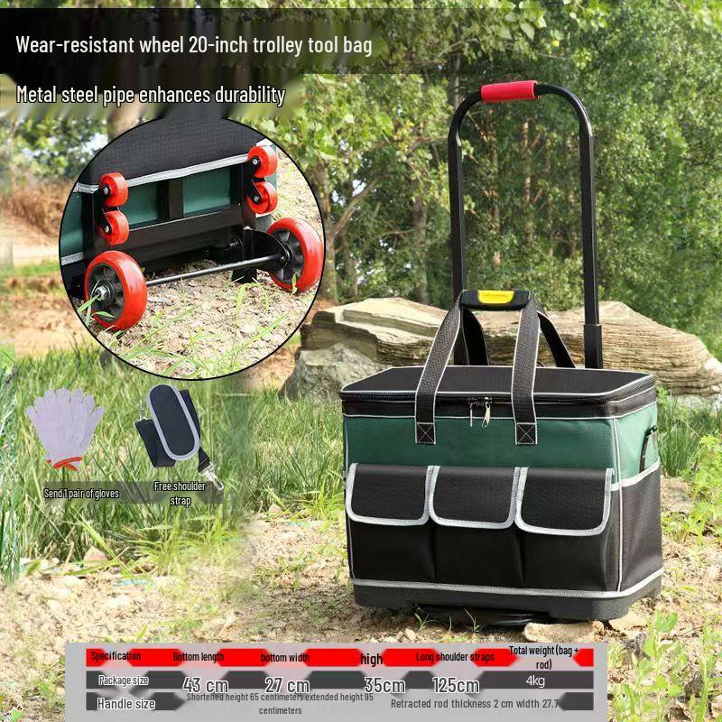 Slitstark axelverktygsväska i canvas för män - Multifunktionell, förtjockad, slitstark för elektriker & byggnadsarbetare