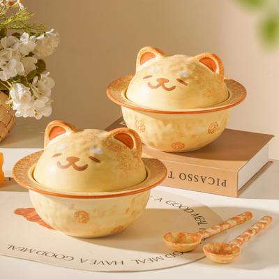 Bol Céramique Créatif Planète Chiot Ménage Étudiant Dortoir Shiba Inu Bol Nouilles Instantanées Cadeau d'Anniversaire Grande Capacité Bol Couvert