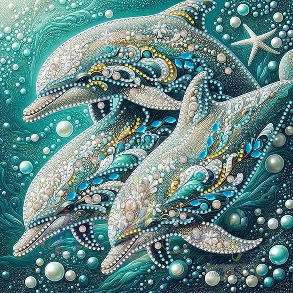 5D DIY Partial Special Shaped Drill Diamond Painting Kit Marine Animals Decor