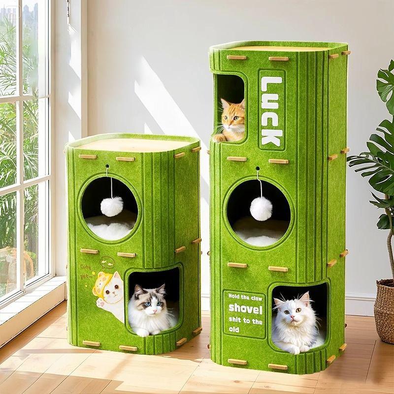 Cat House Villa Felt Wear-Resistant Cat House All-Season Multi-Layer Warm Cat Climbing Frame Lint Remover And Scratching Board
