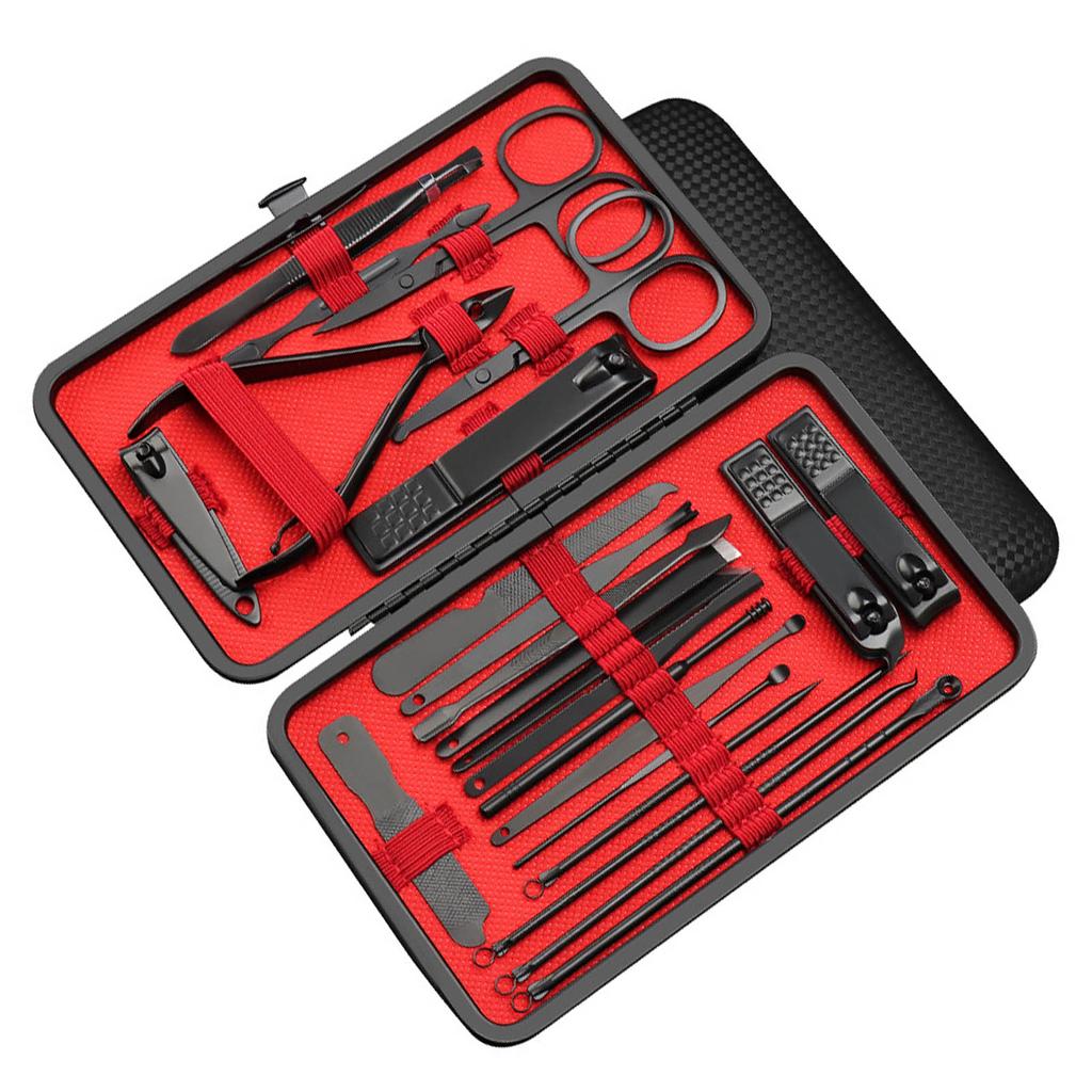 23pcs Nail Clippers Pedicure Kit Stainless Steel Professional Portable Multifunctional Grooming