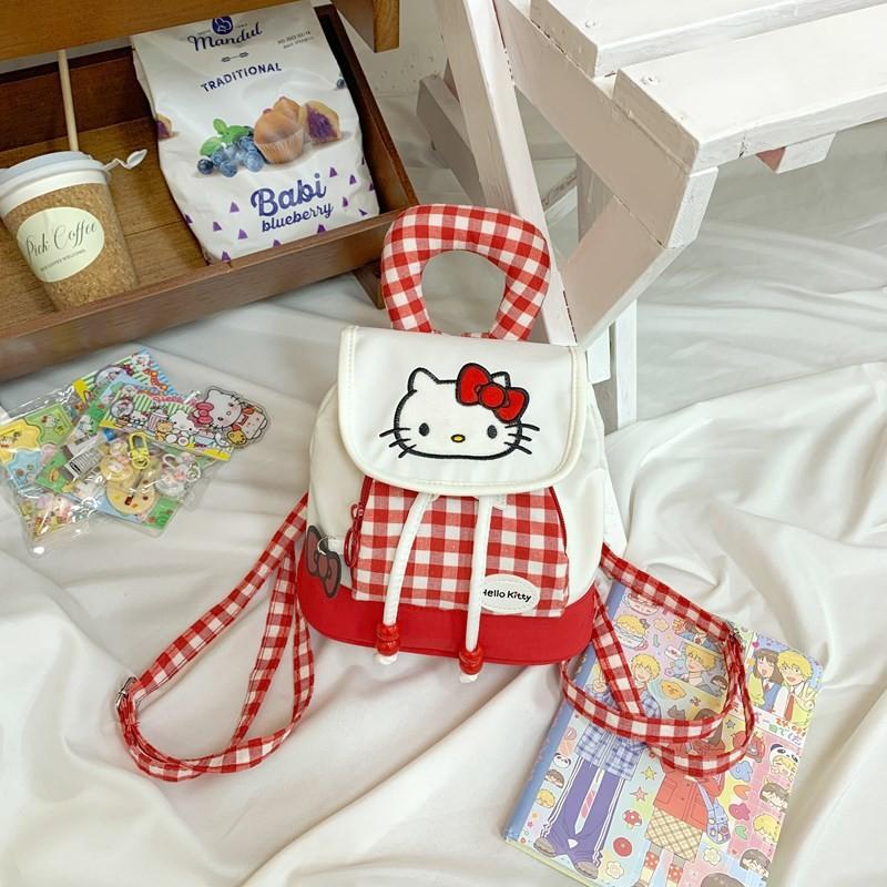Disney Hello Kitty Mini Drawstring Backpack With Nylon Material For Casual Travel