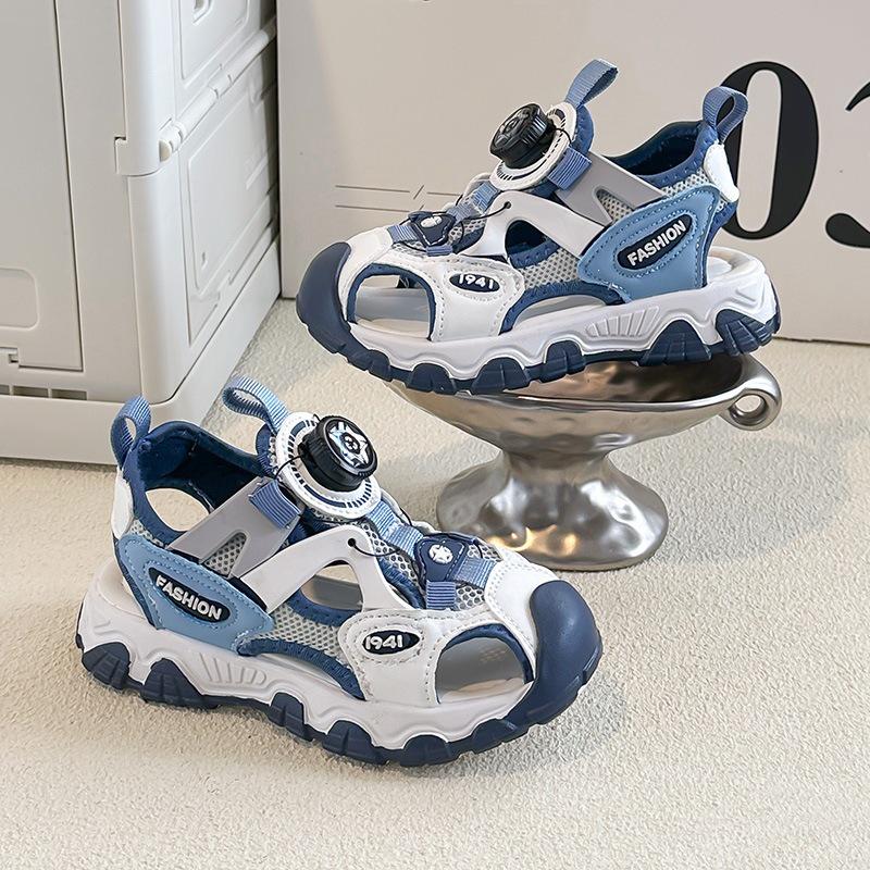 2026 Boys  Non-Slip Summer Beach Sandals - Soft Sole Sport Slippers for Big Kids 26 синий
