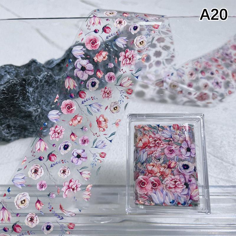 1Pcs 100cm Flower Rose Nail Transfer Foils Sticker Paper Floral Stickers Nails Wraps Tulip Nail Art Stickers Decal Nail Art