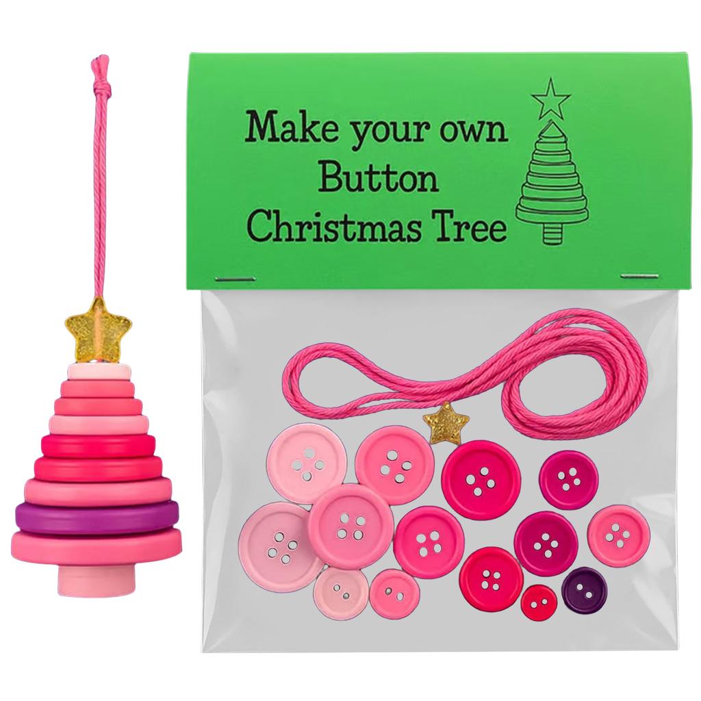Fun Christmas Button Making Set Reusable Small Xmas Hanging Ornament Creative Button Decorations for Holiday Stocking Filler