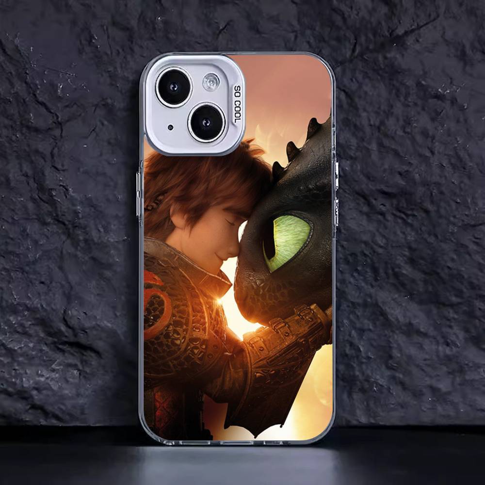 Härligt Par Tandlös Vredesdrake Mobilskal För IPhone 17 16 15 14 13 12 11 Plus Pro Max Färgglatt Skal