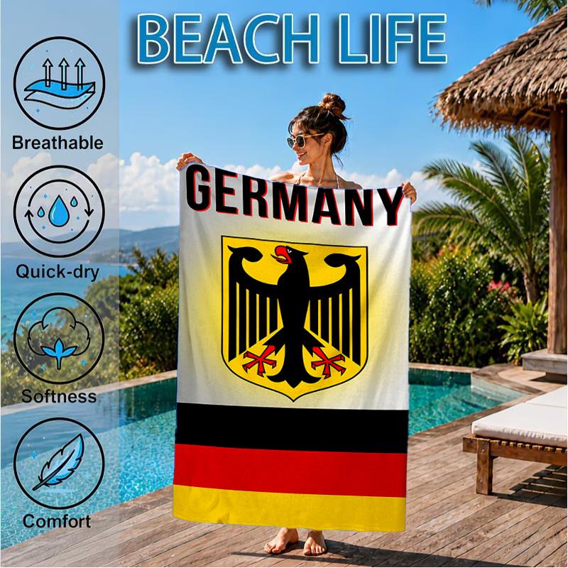 Asciugamano da Spiaggia con Design dello Stemma della Germania, Asciugatura Rapida, Facile da Curare, Adatto sia per il Fitness che per le Vacanze al Mare, Essenziale per lo Sport