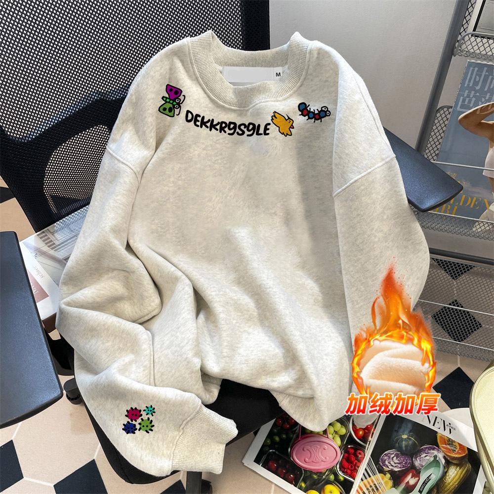 

Vintage Hong Kong Style Heavy Crew Neck Sweater Men s Autumn and Winter American Loose Without Hat Couple Fleece Thicker Women s Trend XXL