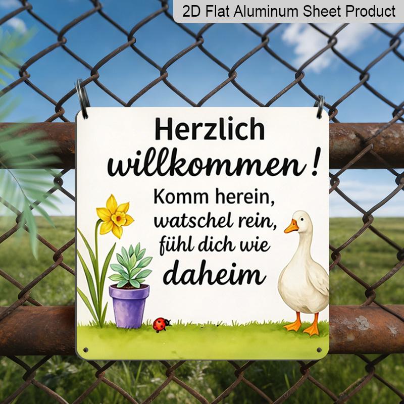 2D Flat - 1pc, Vintage Metal Sign, Decorative Plaque and Ornament, Welcome with A Farm Theme, Rustic Vintage Style, for Home, Café, and Decoration