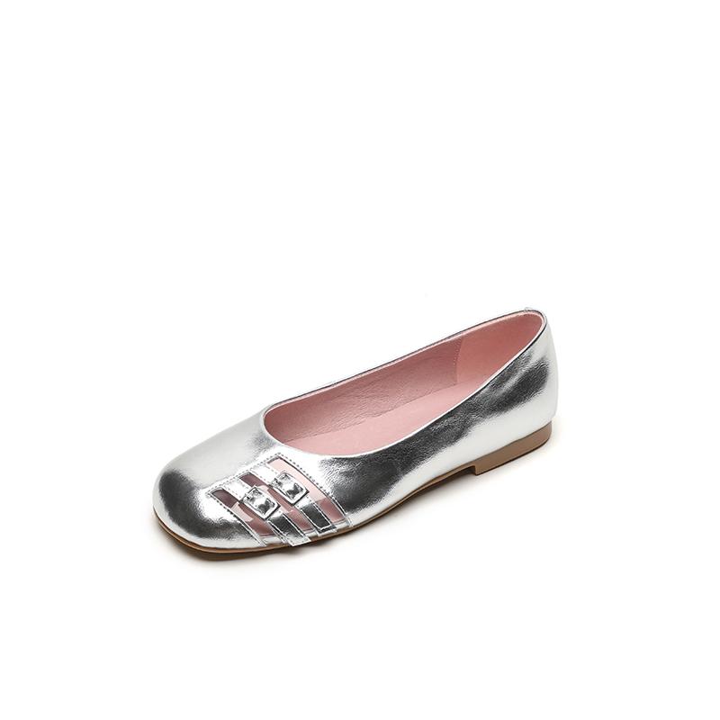 

Fashion New Spring/Summer Cow Leather Women Pumps Shoes for Women Fashion Hollow Out Round Toe Low Heels Women Loafers Flat Shoes 40 серебряный