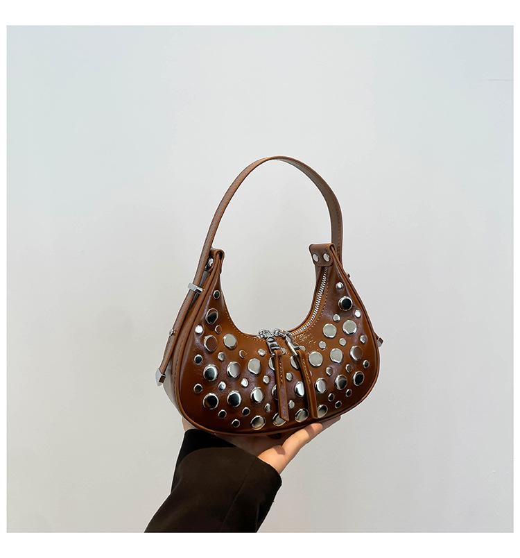 Rivet Underarm Bag Spring Summer New Fashion Niche Shoulder Bag Casual Ladies Versatile Dumpling Bag
