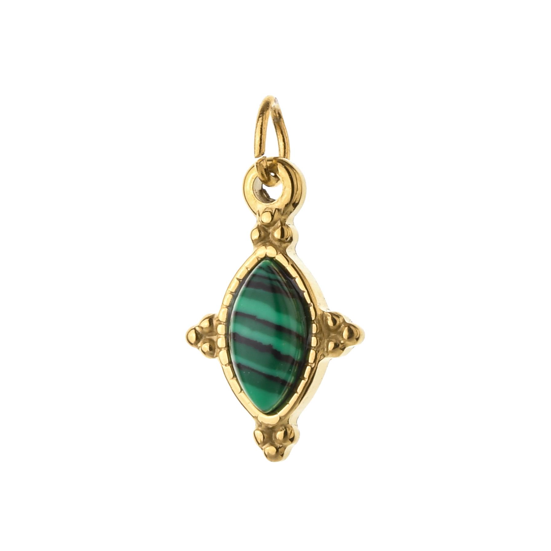 Stainless Steel Natural Stone Pendant Necklace