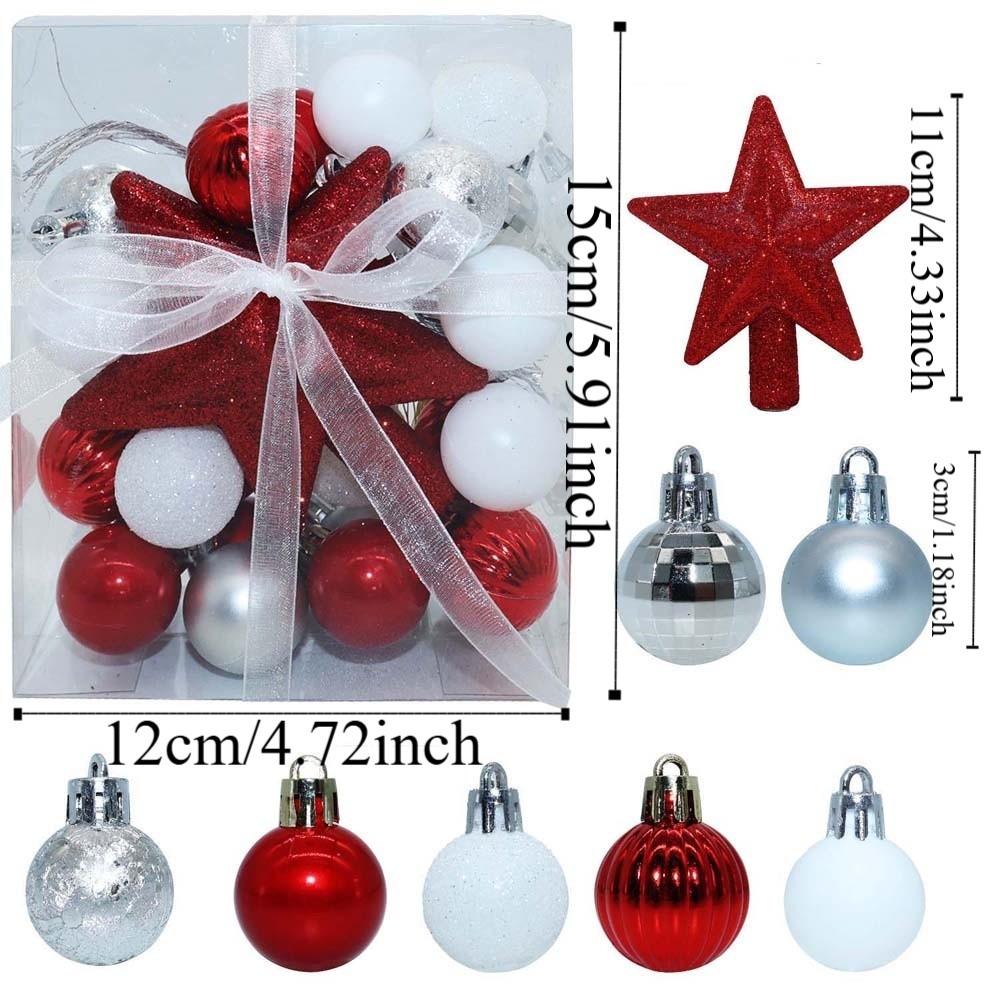 30pcs Plastic Christmas Ornaments Glitter Xmas Tree Toppers New Year Celebration
