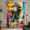 2Pcs Dirt Bike Curtain Teens Men Motorcycle Curtain Colorful Curtain Motocross Rider Motorcyclist Curtain Modern Art Room Decor