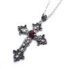 Punk Crystal Big Cross Pendant Necklaces for Women Men Gothic Irregular Cross Clavicle Chain Necklaces Aesthetic Jewelry