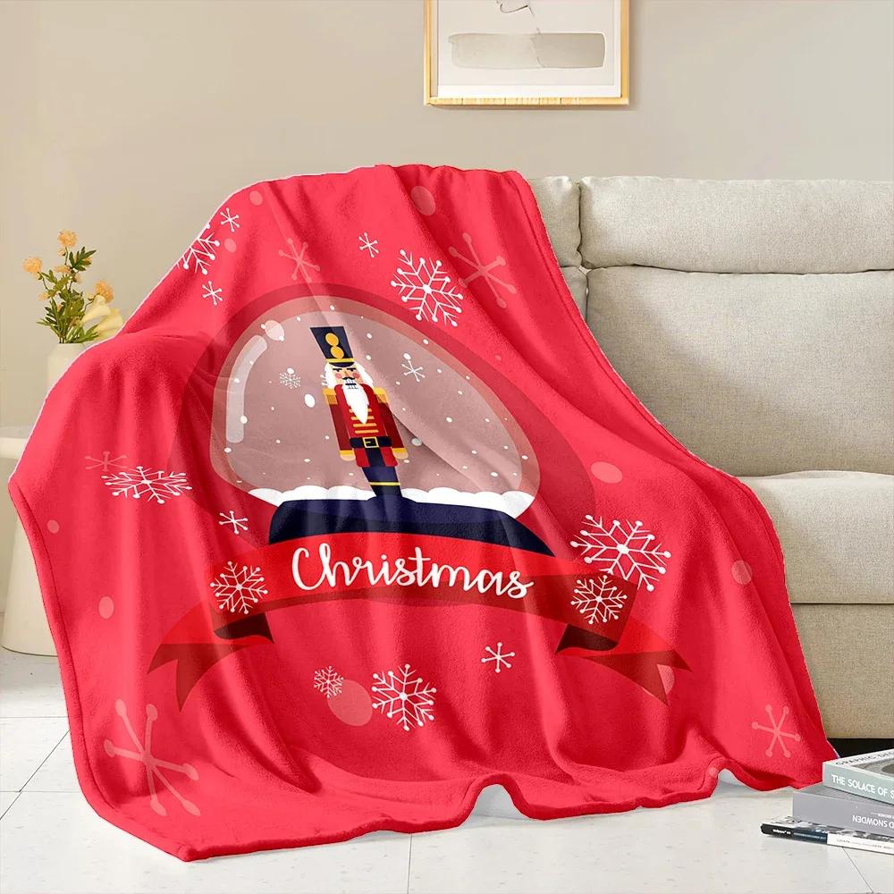 3D Christmas Nutcracker Soft Flannel Blanket for Bed Bedroom Sofa Picnic, Warm Throw Blanket for Cover Outdoor Leisure Nap Gift