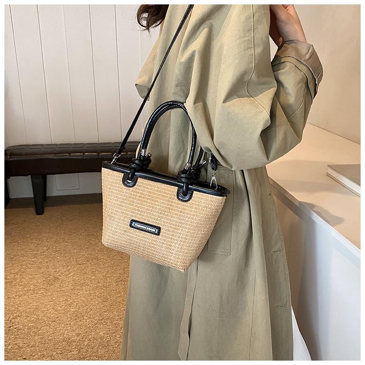 French Pastoral Style Women's Woven Straw Basket Bag - 2024 Retro Casual Mori Handbag