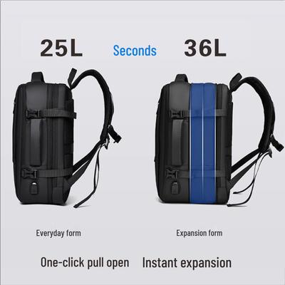 Expandable Waterproof Men's Laptop Backpack with Combination Lock - Large Capacity for Business Commute