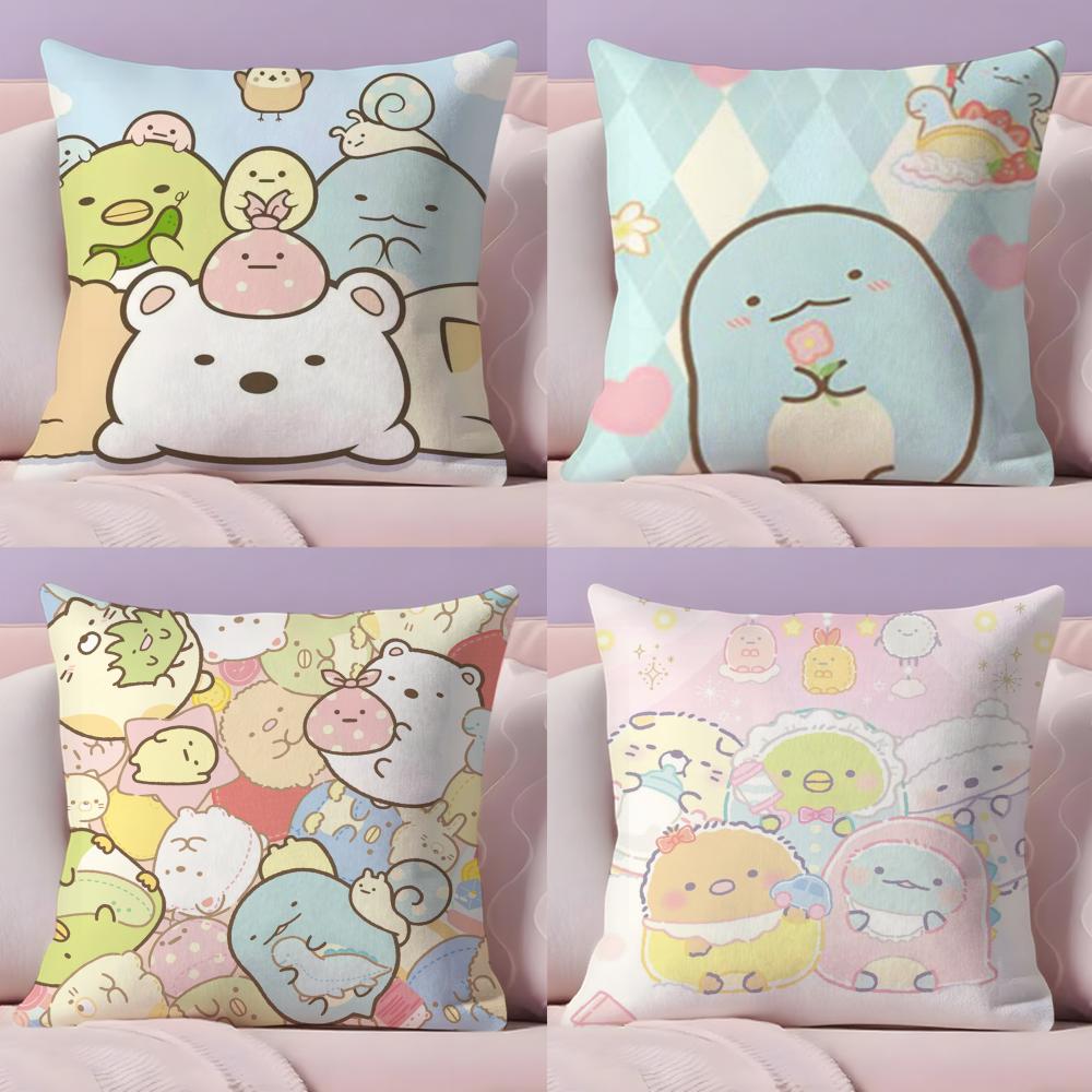 Kissenhülle Plüschstoff Weich Zweiseitig Bedruckt Sofa Warm Winter Zuhause Geschenk Kissenbezug Niedlich S-Sumikko G-Gurashi