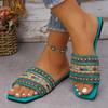 Summer Ethnic Style Embroidered Slippers Square Toe Women's Flat Casual Fashion New Outdoor Versatile Women's Sandals