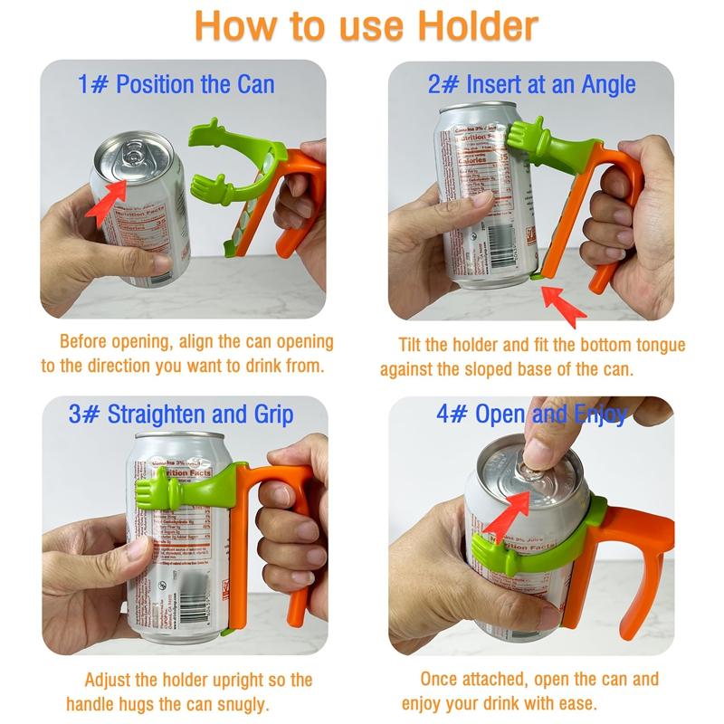 Spill-Proof Soda Can Holder with Lid Portable Straw Lid Cover and Handle for Canned Beverage & Beer Fits Standard 12oz Soda Cans