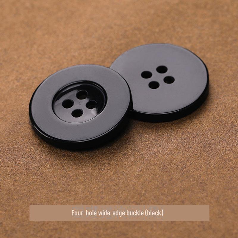 Resin Button Set: Black and White, Two-Eye & Four-Eye for Shirts, Suits, Trousers, and Pants