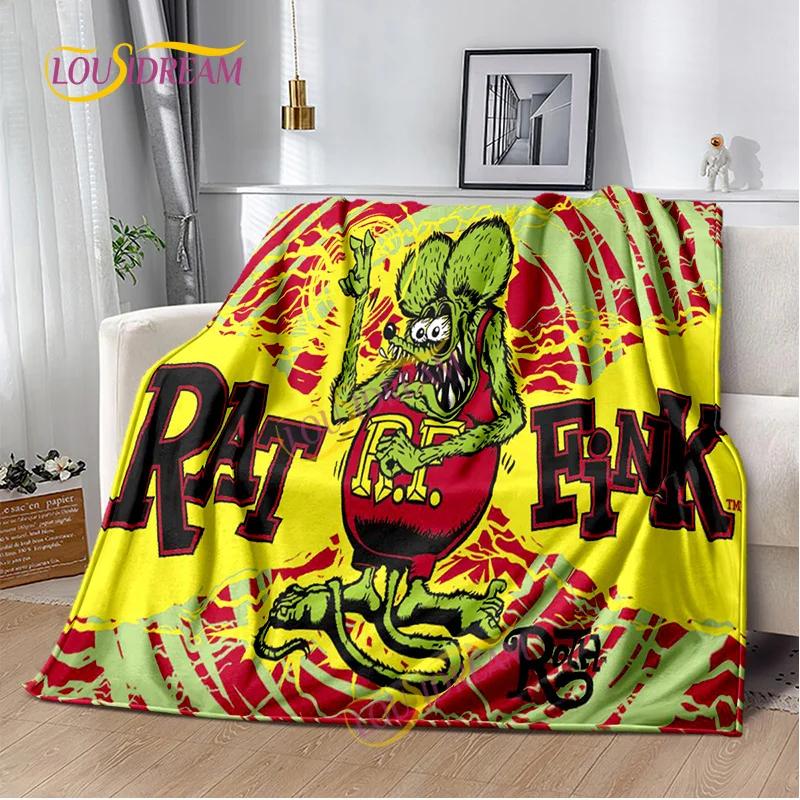 Portable Multifunctional Children's holiday birthday Gift Cartoon Rat Fink Cute Home Bedroom decoration Warm Sherpa blanket