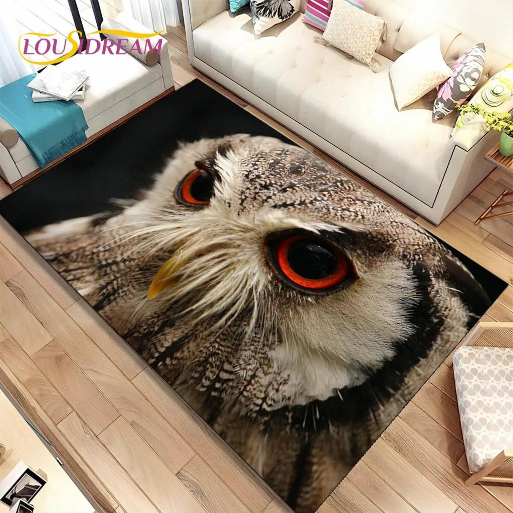 Cute Owl 3D Cartoon Area Rug,Carpet Rug for Home Living Room Children Bedroom Sofa Doormat Decor,kids Play Non-slip Floor Mat