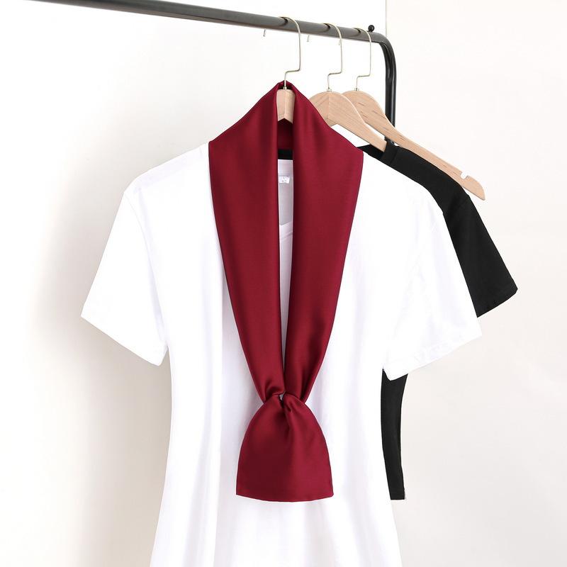 New Silk Scarf Women's Small Long Narrow Silk Scarf Spring and Autumn Scarf Professional Temperament Scarf Shirt Accessories Tied Bag Headband