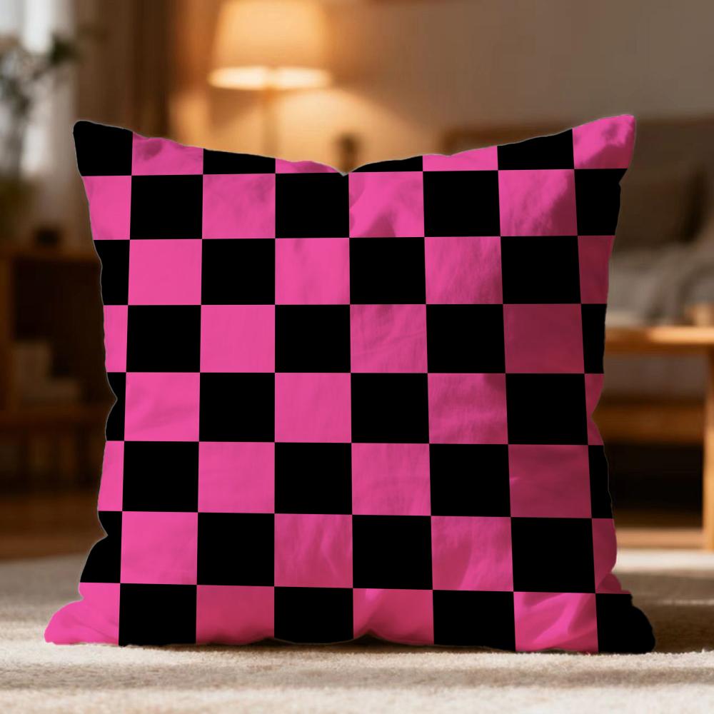 Hot Checkerboard Cushion Cover Soft Washable Pillow Case Multi-Scene For Couch Bed Travel Office Use