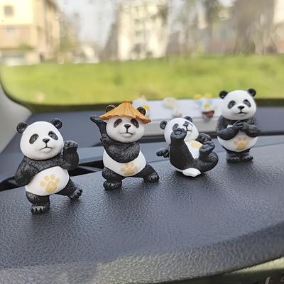 4 sztuki/zestaw ozdób samochodowych Panda Design, ozdoby na konsolę środkową samochodu, ozdoby na biurko, mała dekoracja wnętrza samochodu