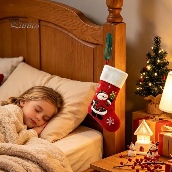 No Drill Stocking Holders Christmas Garland Hanger, Strong Adhesive Backing Hook, Seasonal Home Decoration Supplies Elastic Silicone Holder for Mantle