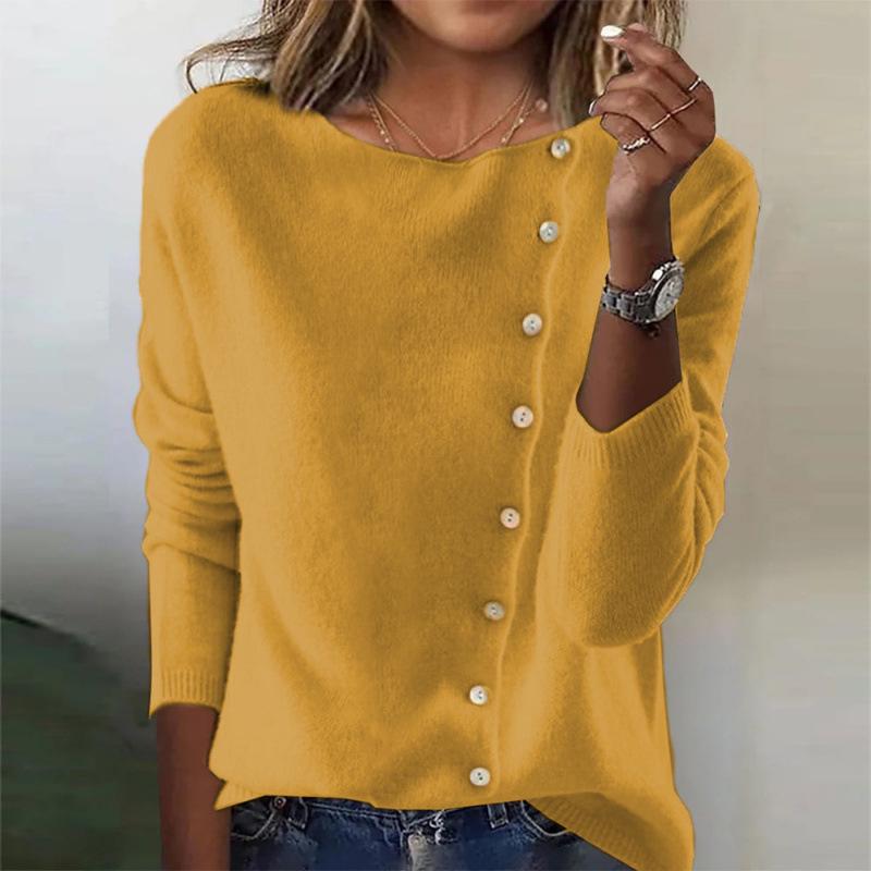 2025 European & American Round Neck Long Sleeve Button Knit Sweater - New Women's Autumn/Winter Collection
