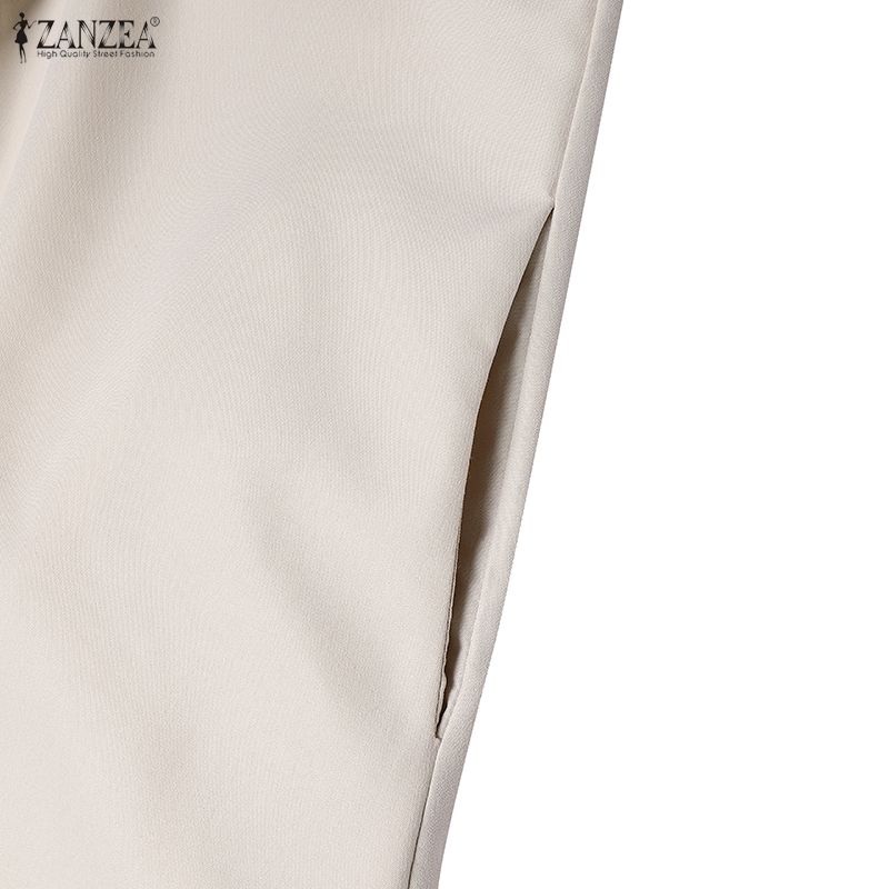 ZANZEA Women Summer Round Neck Casual Short Sleeve Long Dress