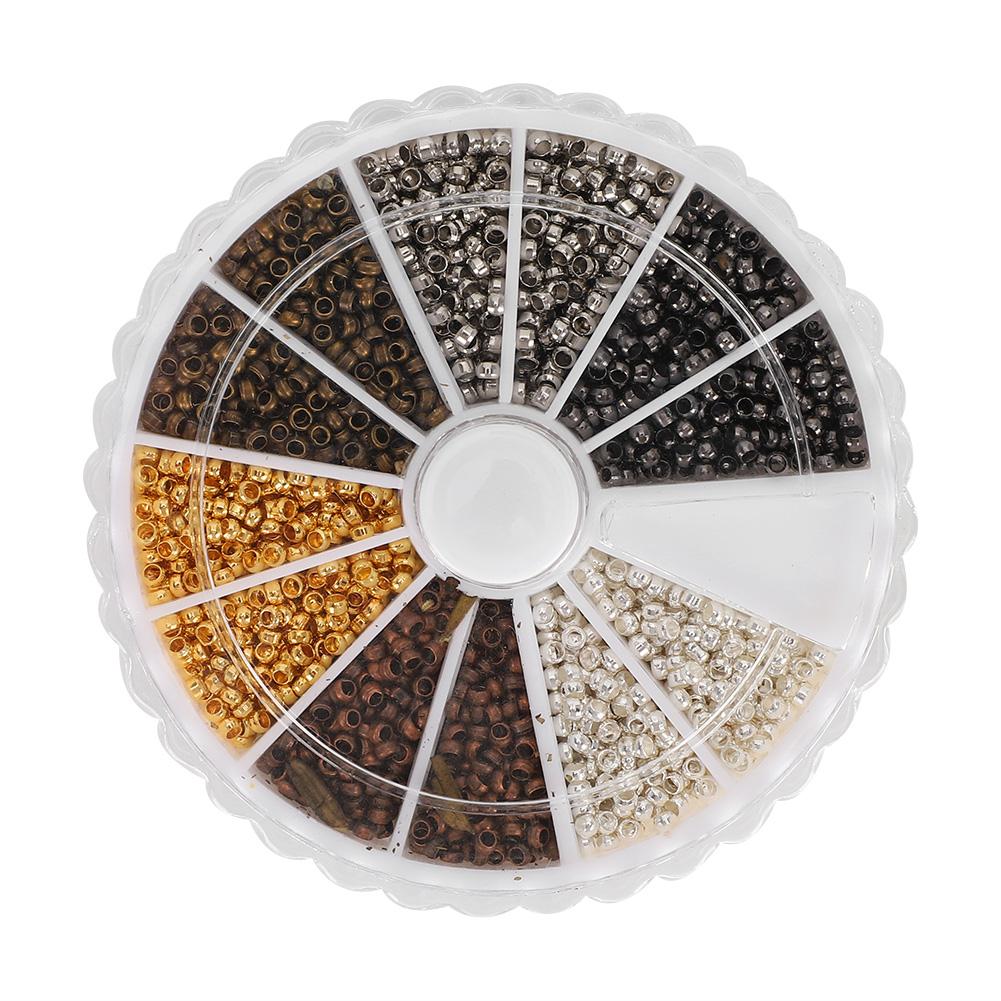 

6 Colors Metal Beads Set Jewelry Findings DIY Accessory Crafts Making with Storage Box