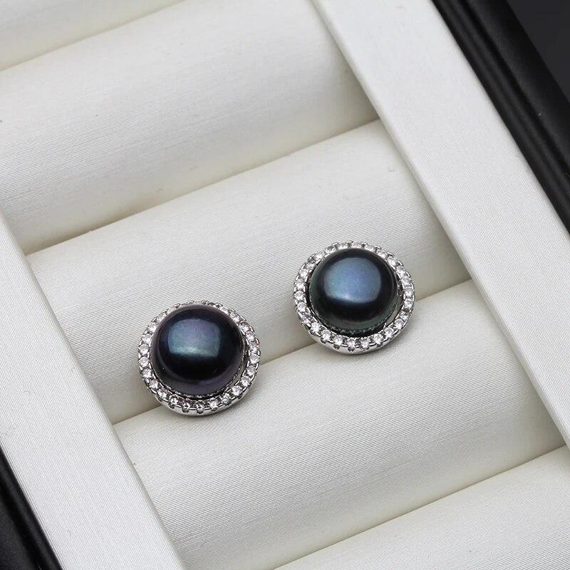 Orecchini A Perla D'Acqua Dolce Naturale In Argento 925, Dimensioni Perle 5-6mm, Design Semplice Ed Elegante Per Donna E Ragazza