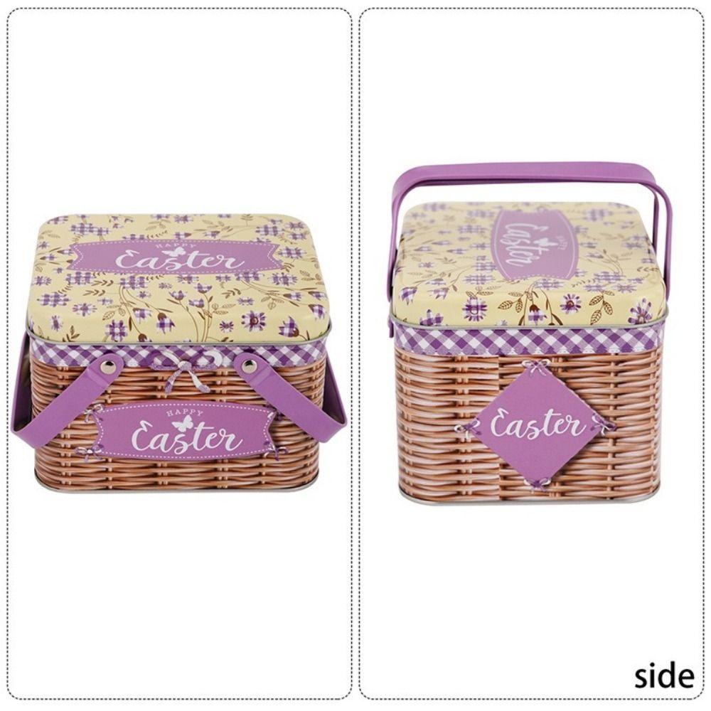 Sealing Easter Gift Boxes Cartoon Bunny Pattern Easter Boxes Easter Metal Tin Box  Boys and Girls