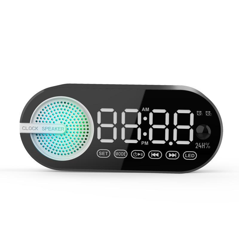 Portable Luminous Bluetooth Speaker & Alarm Clock with Rechargeable Battery for Bedroom/Student Use