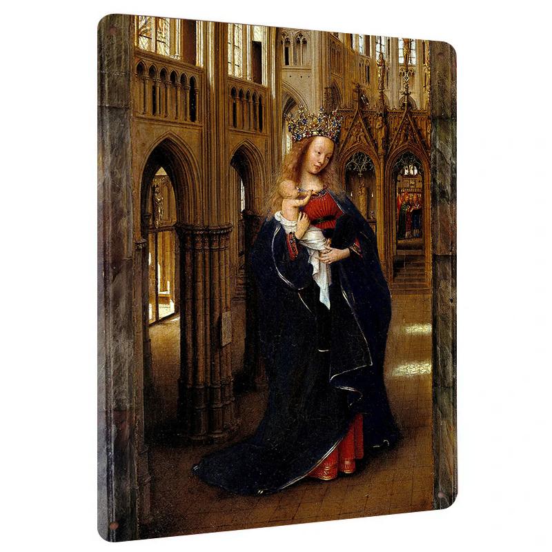 

Custom Vintage Religious Art Metal Wall Decor Medieval Madonna and Child Church Scene Painting 20x30cm（7.8x11.8inch）