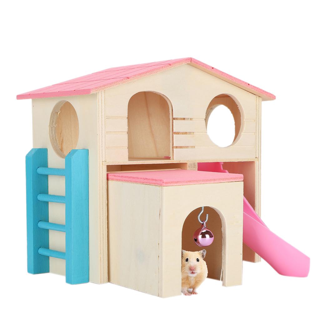 Wooden Hamster Fun House Huts Toy Hamster Exercise Playthings Fun Gym Playground