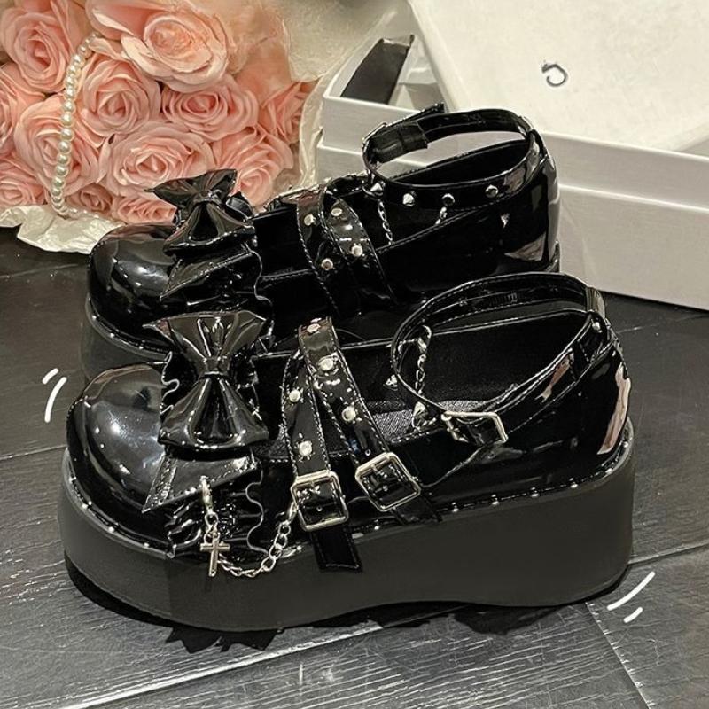 Lolita Shoes Women Punk Gothic Platform Shoes For Women Fashion Metal Decoration Mary Janes Shoes Designer Women High Heels