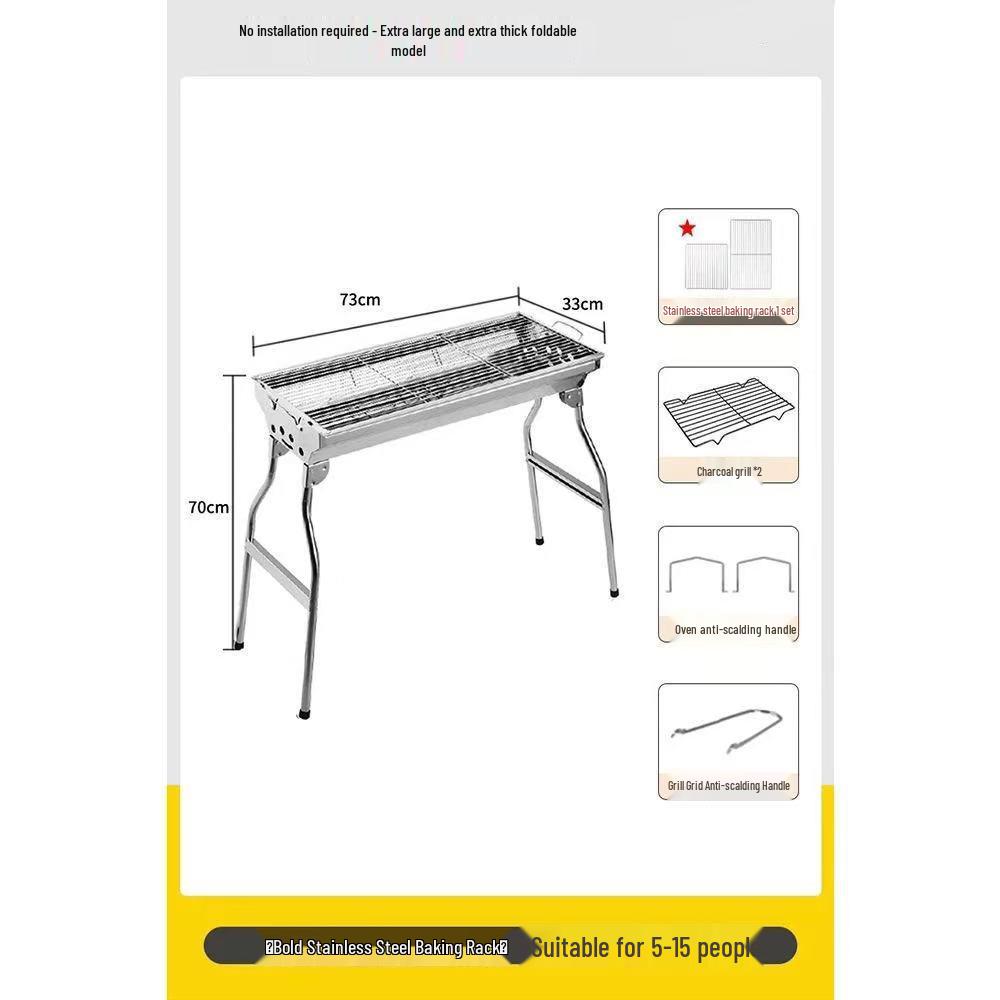 Portable Outdoor Folding Charcoal Barbecue Grill Rack