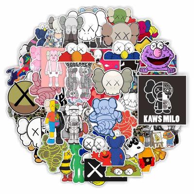 Conjunto de 64 peças de adesivos KAWS adesivos KAWS à prova d'água adequados para malas, bicicletas, capacetes, etc.