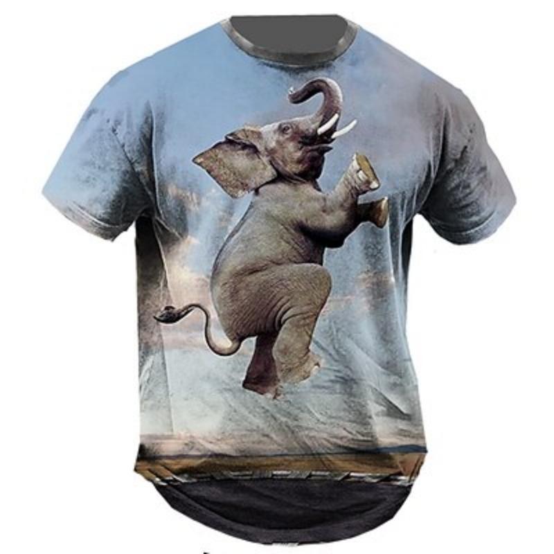 Men's T shirt Tee Graphic Animal Elephant Crew Neck Clothing Apparel 3D Print Outdoor Daily Sports Short Sleeve Print Vintage Fashion