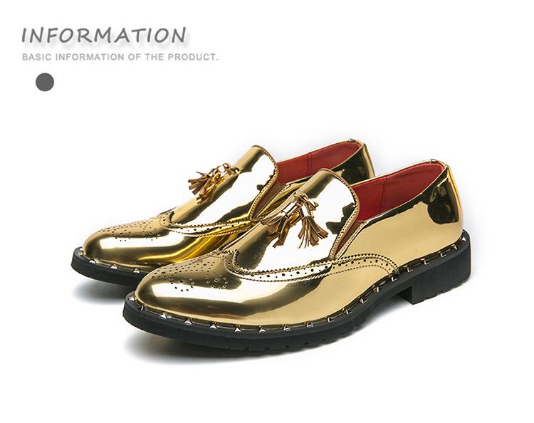 Leather shoes men's 2025 spring and autumn new British casual shoes business dress sequined fringed pointed head pedal men's leather shoes