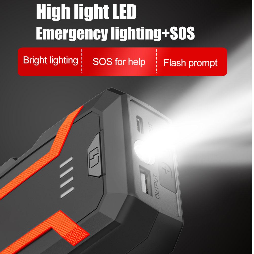 Multi-Function 12V Lithium Polymer 22200mAh 1000A Peak Current Car Jump Starter Booster Pack with USB & Emergency Lighting